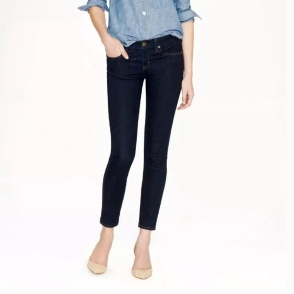 J. Crew Toothpick Skinny Denim Jean Mid Rise Dark Wash Size 27